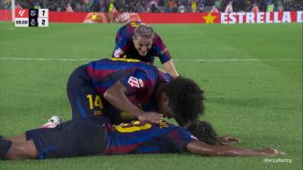[进球视频]阿德耶米边路冷静传中，亚马尔推射破门